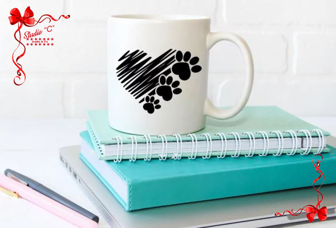 Dog Paw Heart Coffee Mug