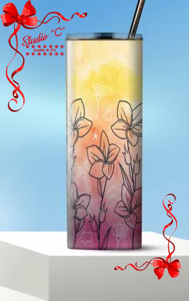 Flower Gradient Watercolor Tumbler